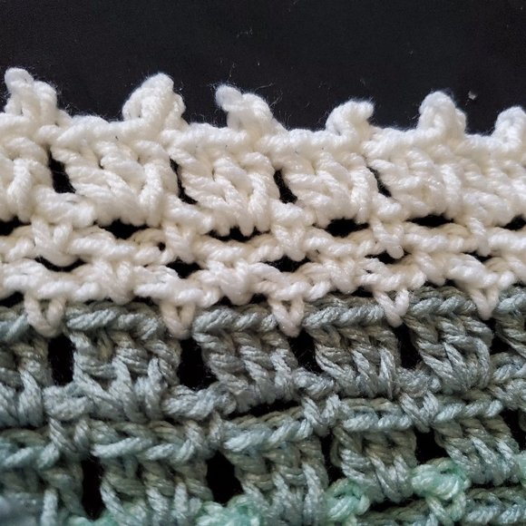 Crochet Mint Ombre Baby Blanket Afghan/New - Picture 6 of 7